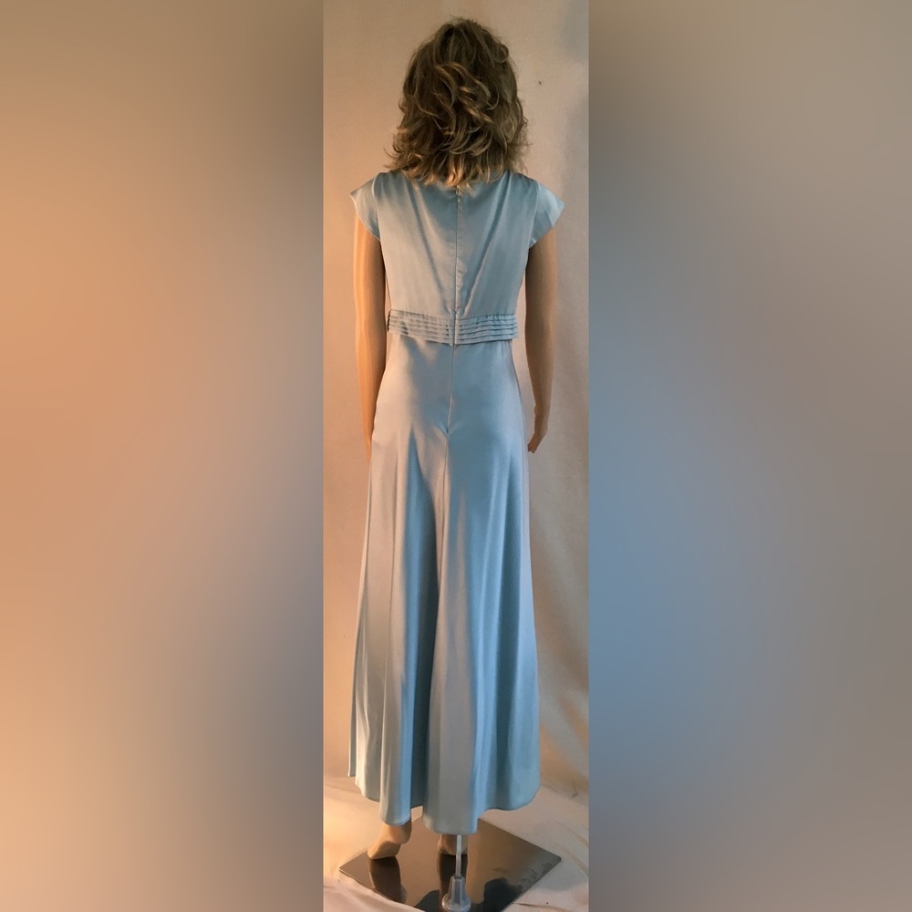 CALVIN KLEIN blue satin short sleeve Scoop neck Vintage slip maxi dress - Picture 11 of 15